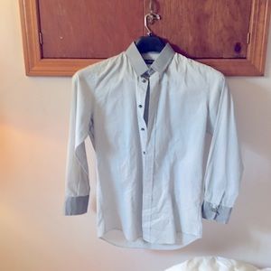 Dolce and Gabbana slim fit gray button down shirt.